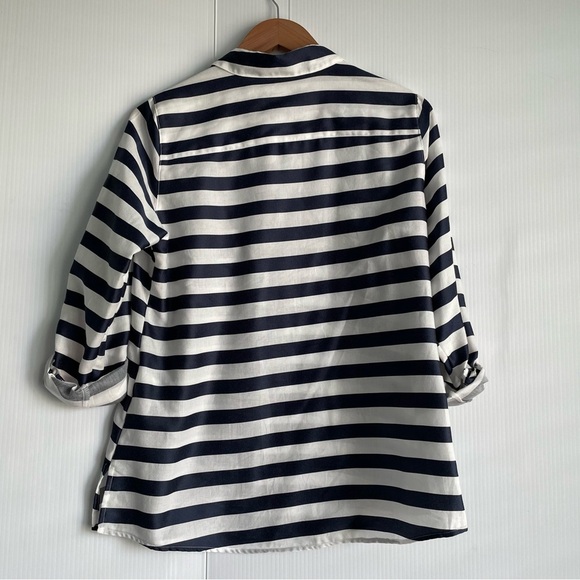 Foxcroft Navy and White Striped Blouse - Picture 8 of 8